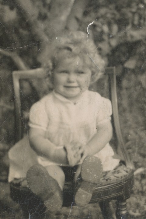 Original - toddler on chair in garden
